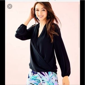Lilly Pulitzer Black Myah wrap top - S - NWT